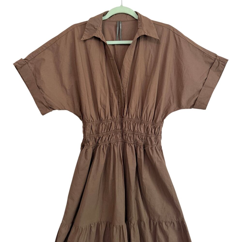 Anthropologie Somerset Maxi Shirt Dress Mocha Brown Small Cotton - Picture 5 of 11